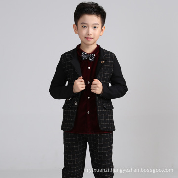 High quality 2color 4pcs set tie+vest+pants+shirt baby boys winter wedding suit for children boys